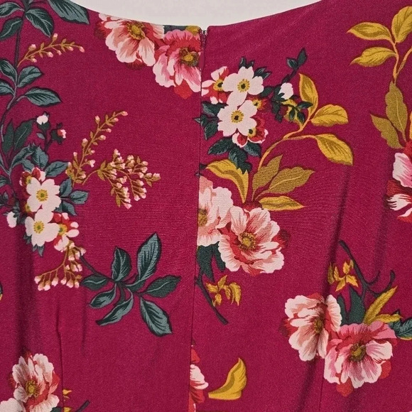 ANN TAYLOR LOFT ROSE PINK DRESS FLORAL PLEATED BODICE IS LINED - SZ 12 - Picture 5 of 5